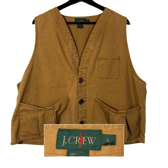 J. Crew Other - Vintage Vest J Crew 1980s Fishing Hunt Duck Utility Brown Tan Countryside Chic L